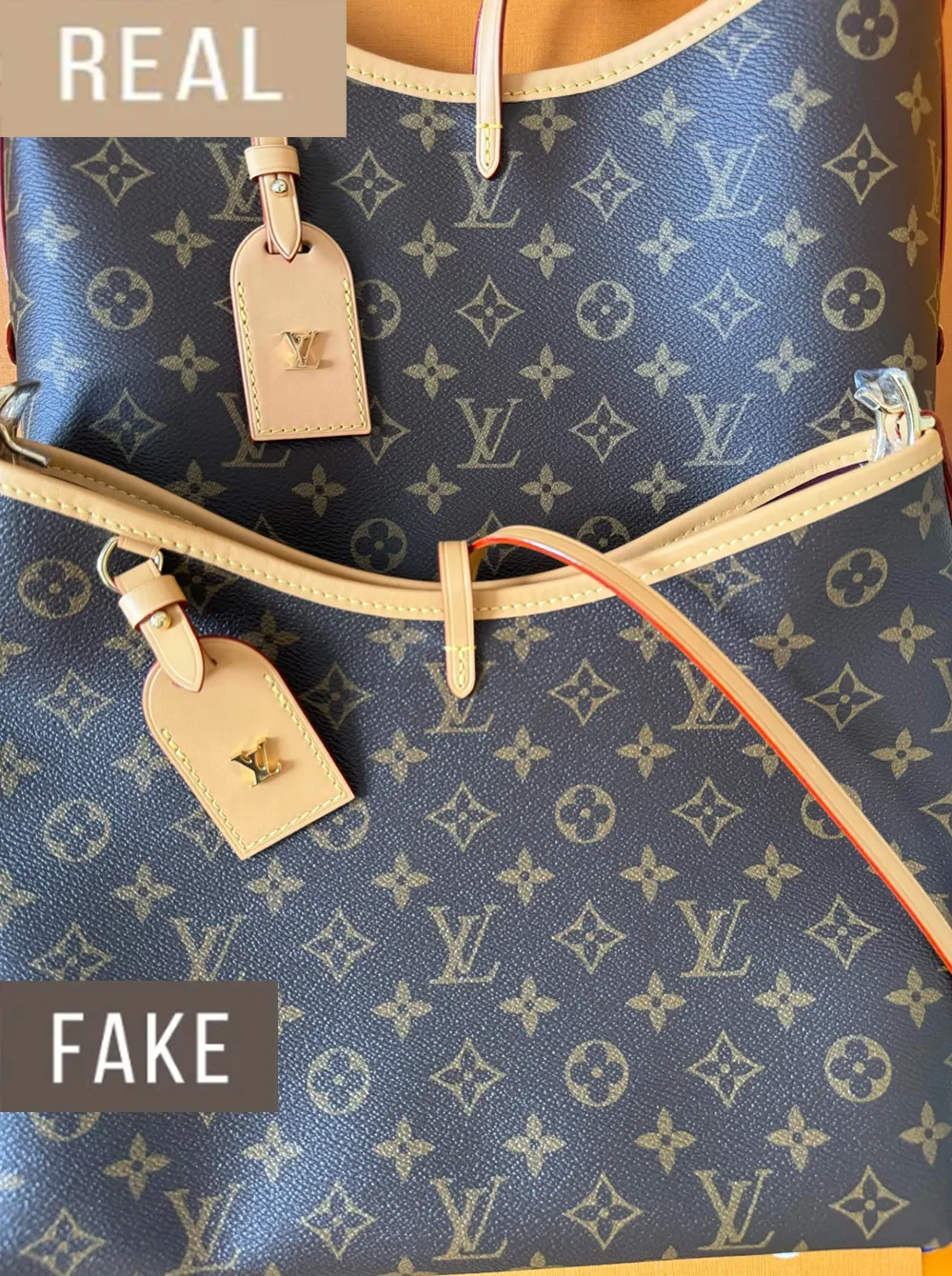 LV CarryAll Bag Comparison Authentic vs. High-Quality Replica