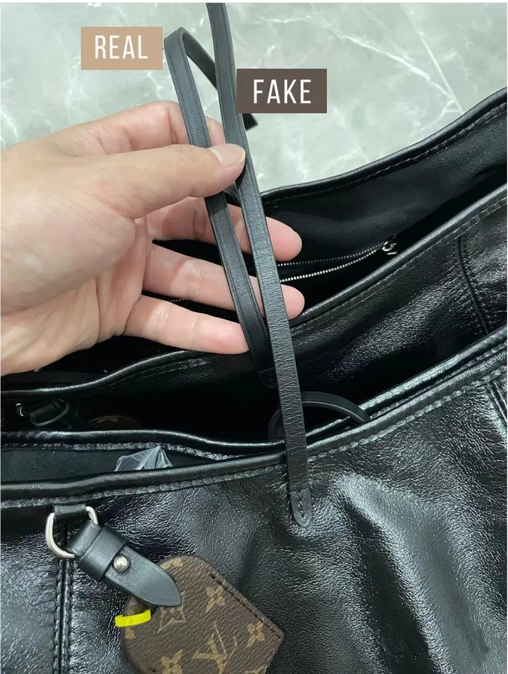 Louis Vuitton Lambskin CarryAll Black Bag-A Comparison of Authentic and High-Quality Replicas