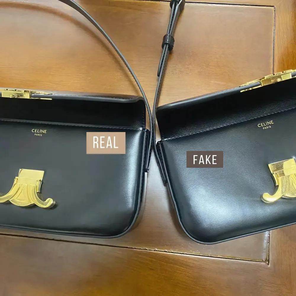 Comparison and evaluation of Celine Triomphe Bag genuine and replica