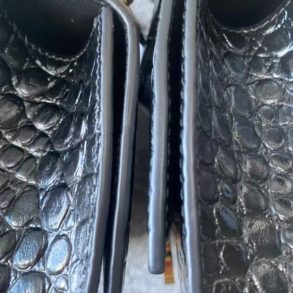 Comparison of Balenciaga Hourglass Handbag Exterior Details Authentic vs. Replica