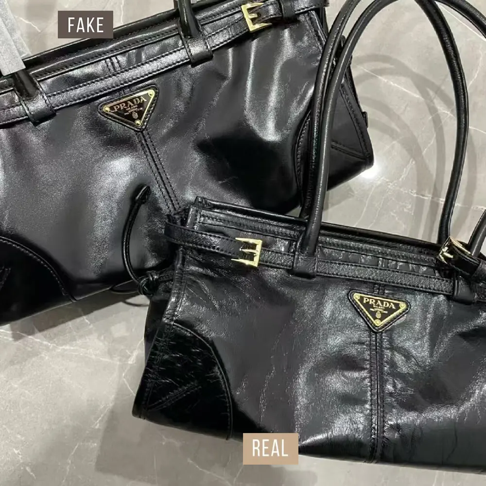 Prada Enamel Triangle Bag: Authentic vs. High-Quality Replica Comparison