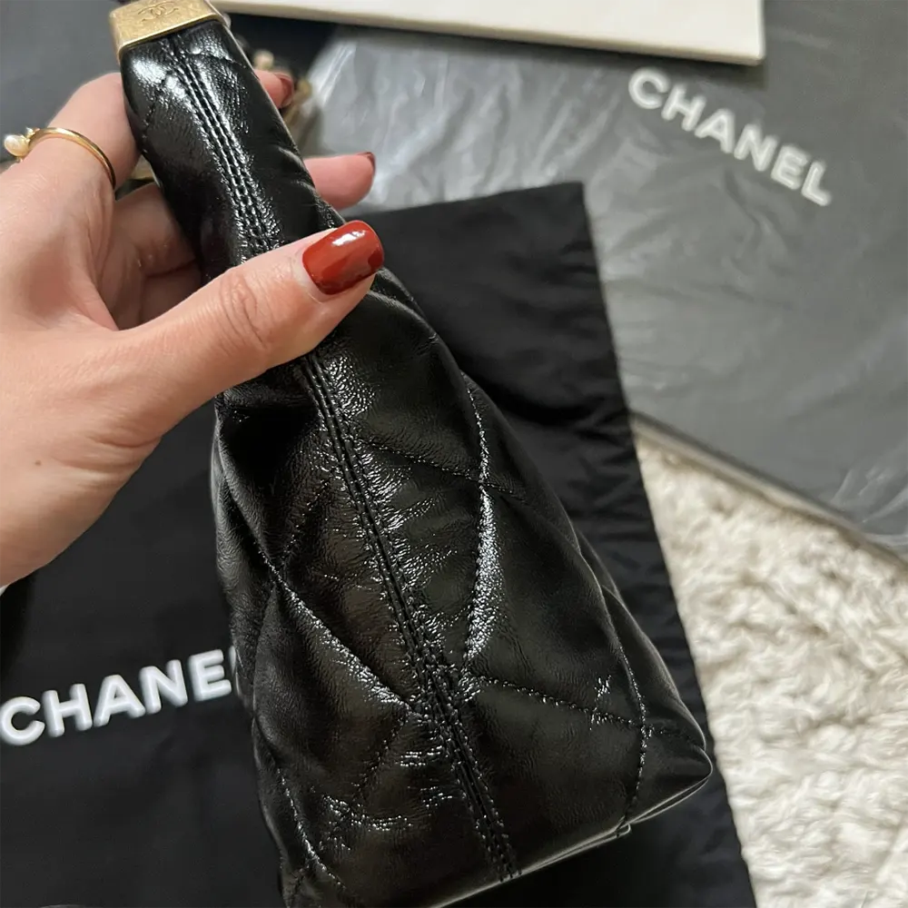 Chanel Mini Hobo Bag Review---Black Patent Quilted Leather Chanel Mini Hobo Bag Review---Black Patent Quilted Leather